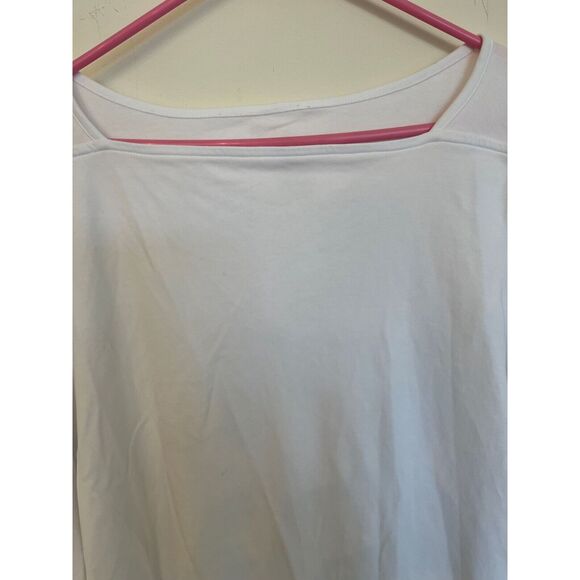 Isaac Mizrahi Life Essentials 1X Women's White Boat-Neck, Elbow Sleeve T Top - Picture 5 of 5